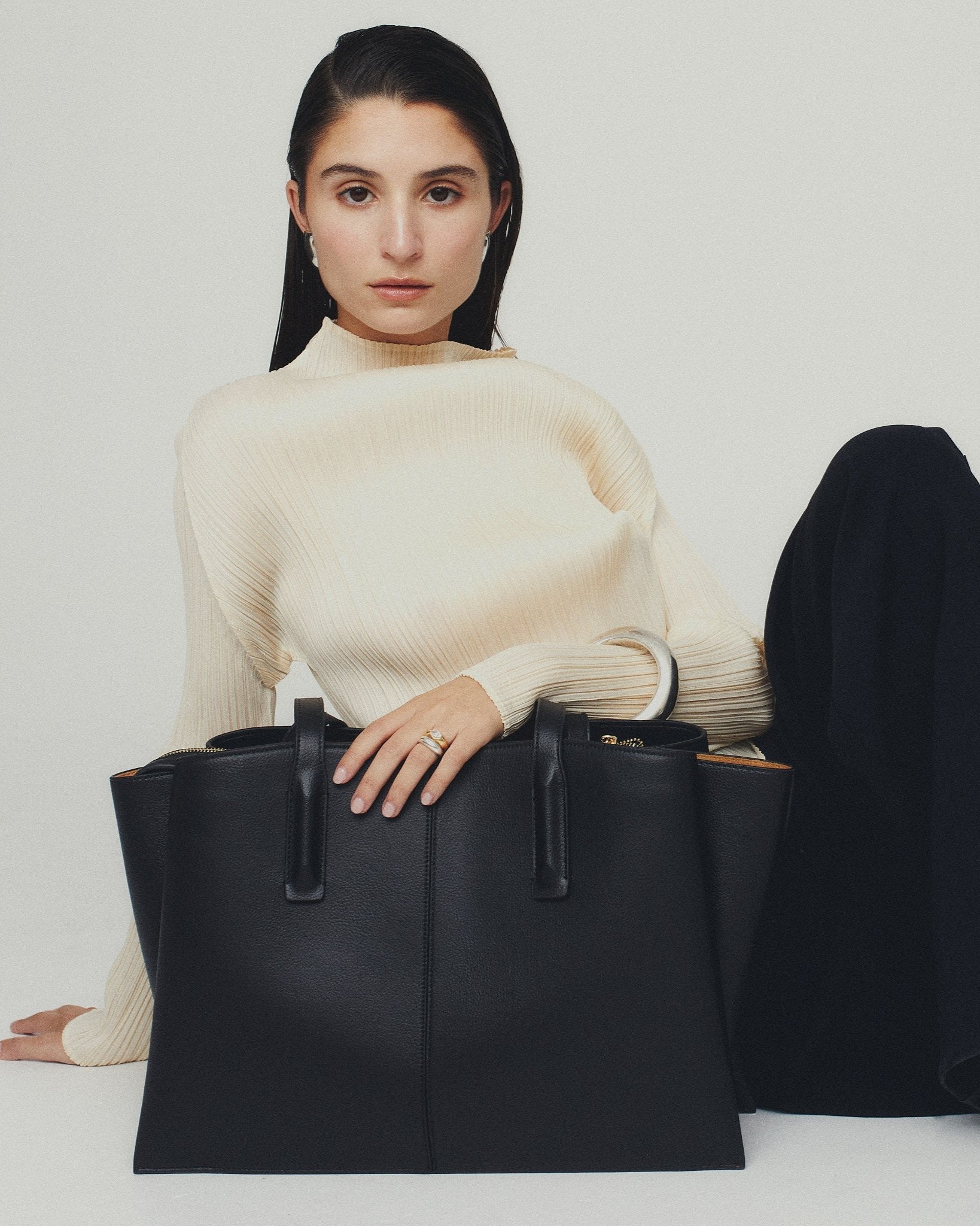 Paloma Tote Black Luxury Vegan Work Bag