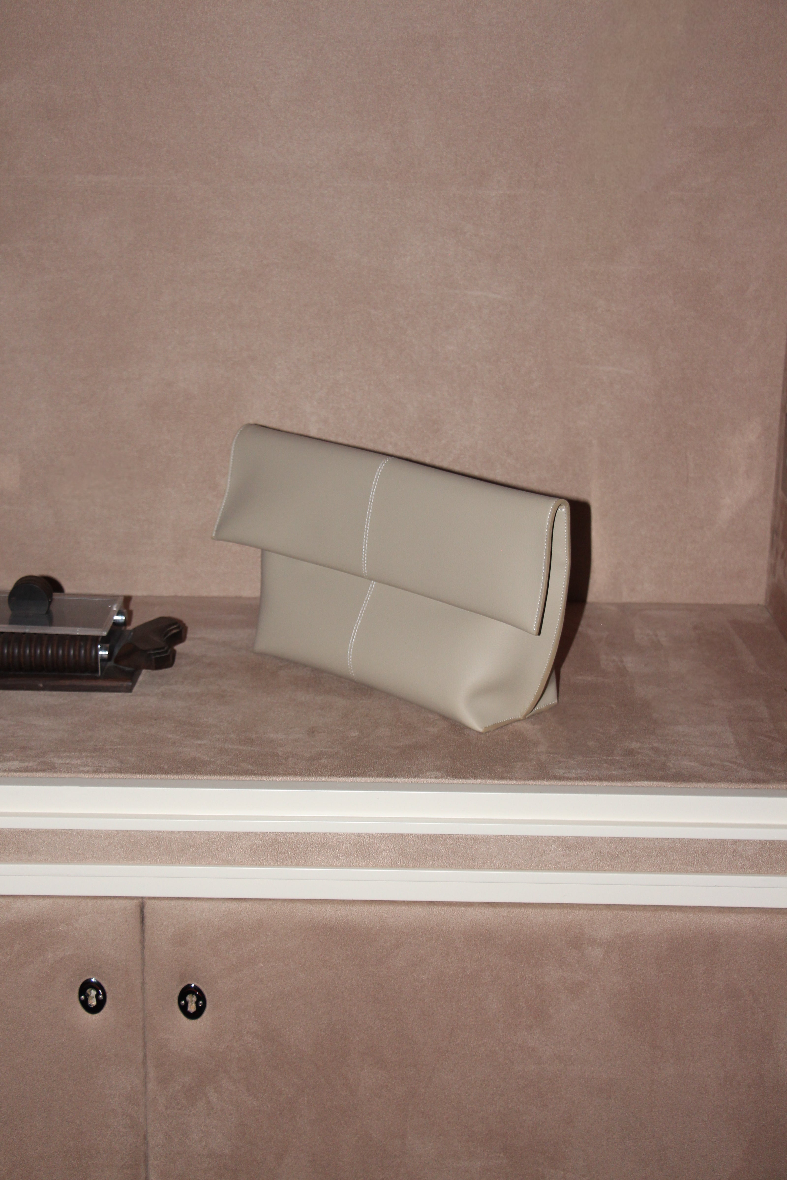 Seamed Clutch Sand