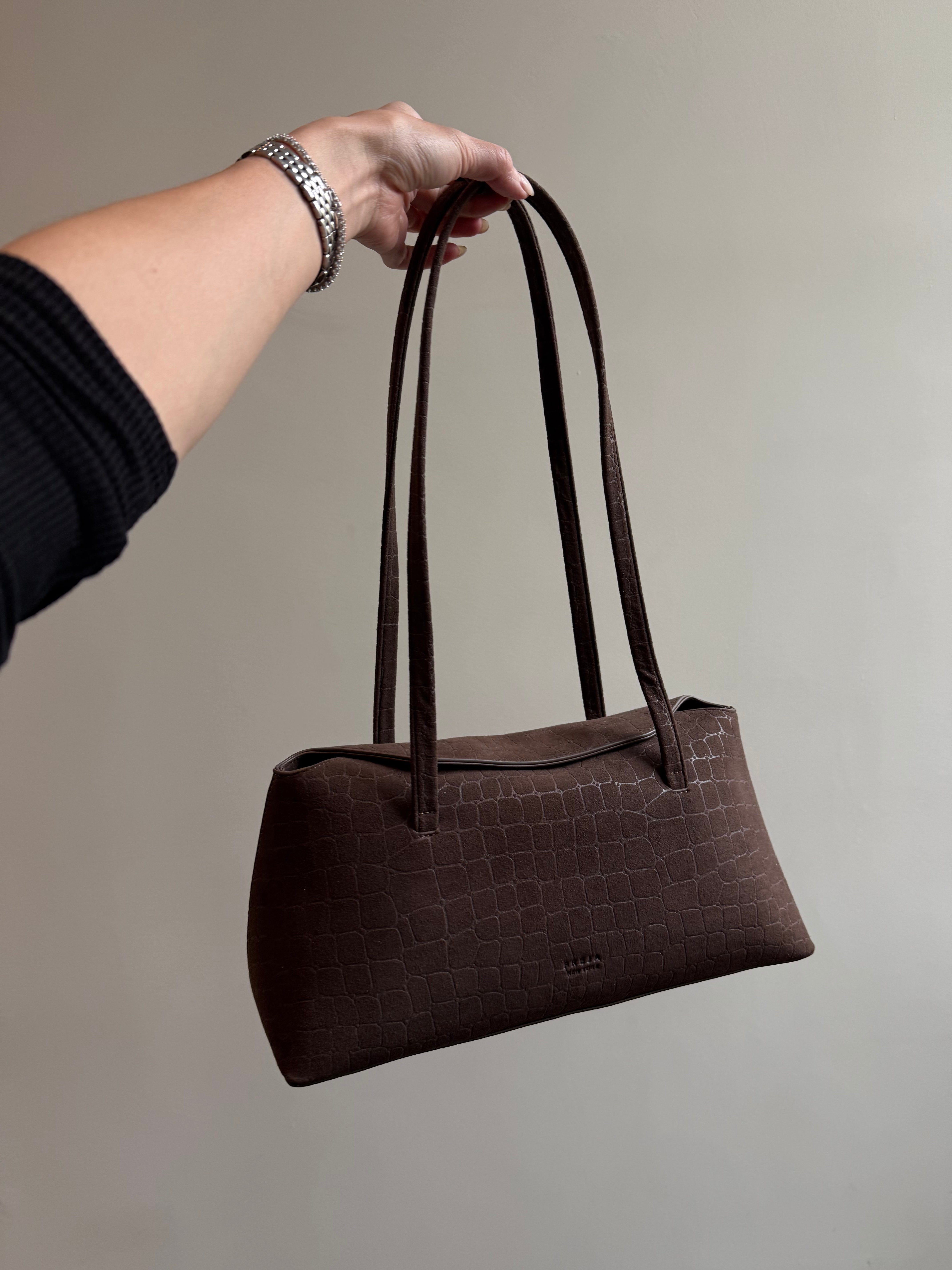 Chrystie Bag Espresso Croc Suede - Archive