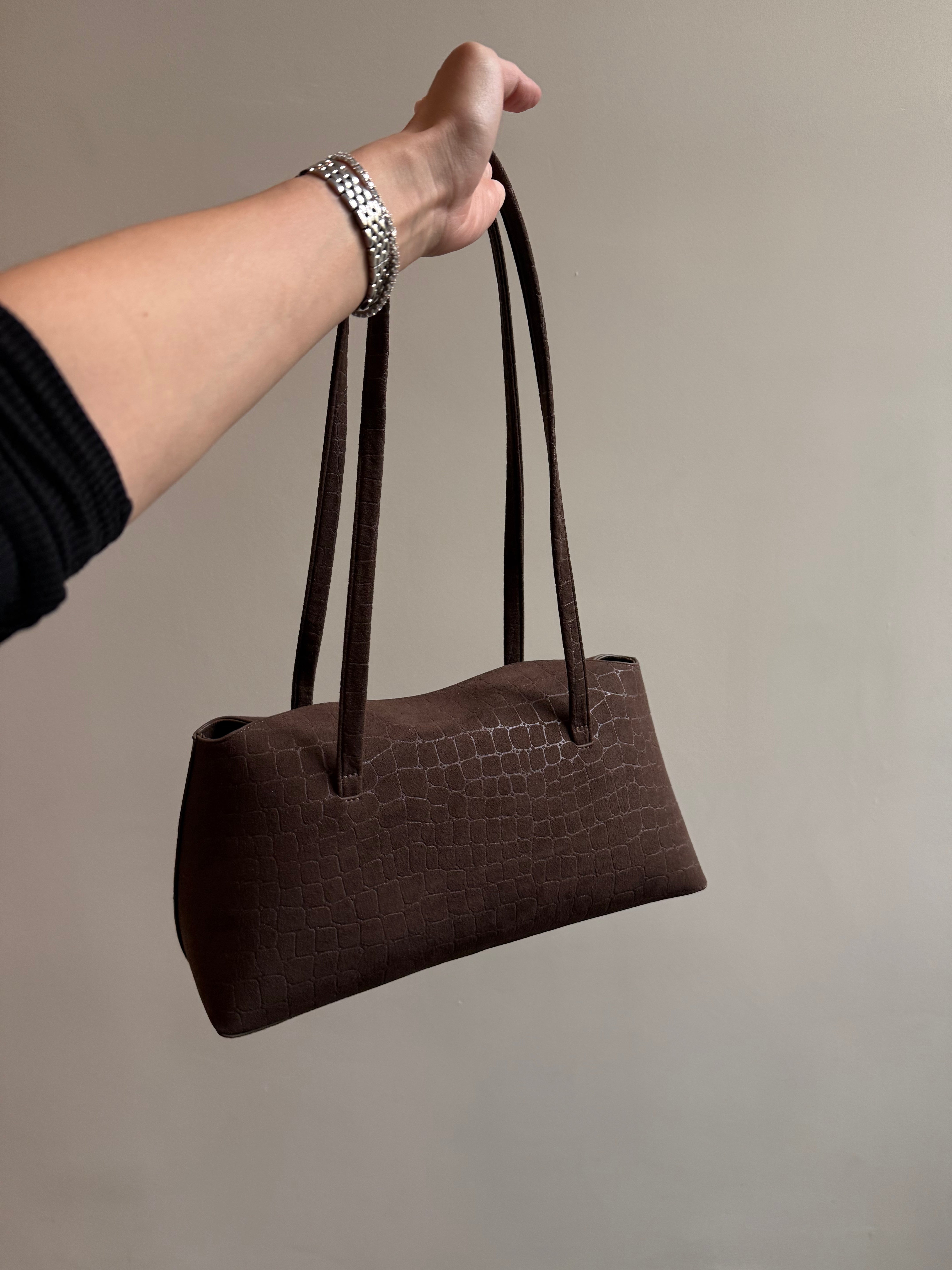 Chrystie Bag Espresso Croc Suede - Archive