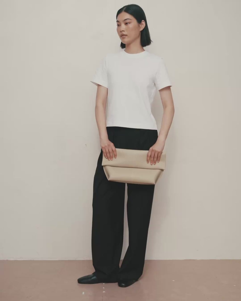 Seamed Clutch Sand